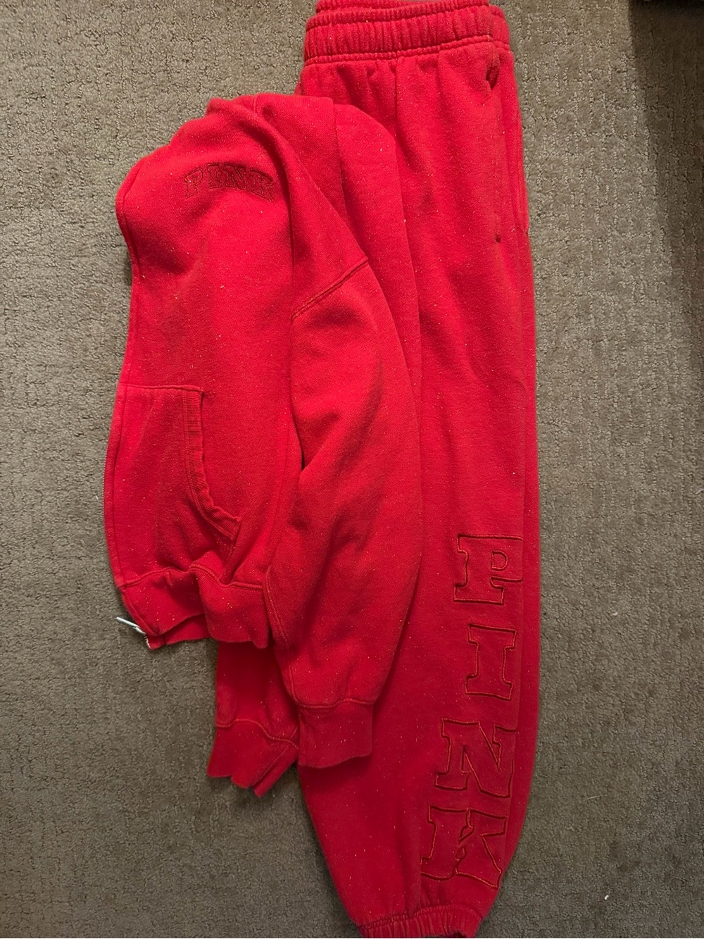 PINK Victoria's Secret Men's Red Crewneck Sweatshirt